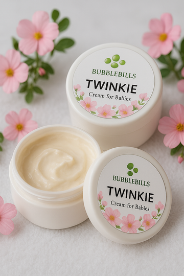 BubbleBills Twinkie Baby Cream
Softens, Protects & Nourishes Delicate Skin – 50g