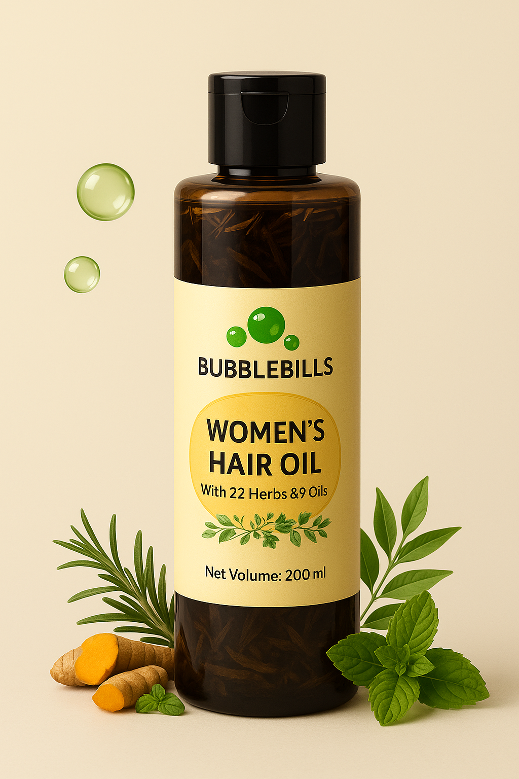 BubbleBills Women’s Herbal Hair Oil
Reduces Hair Fall, Boosts Regrowth & Shine – 200ml