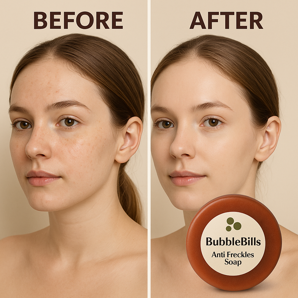 BubbleBills Anti-Freckles Soap – Herbal Brightening Bar for Clear & Even Skin Tone (85g)