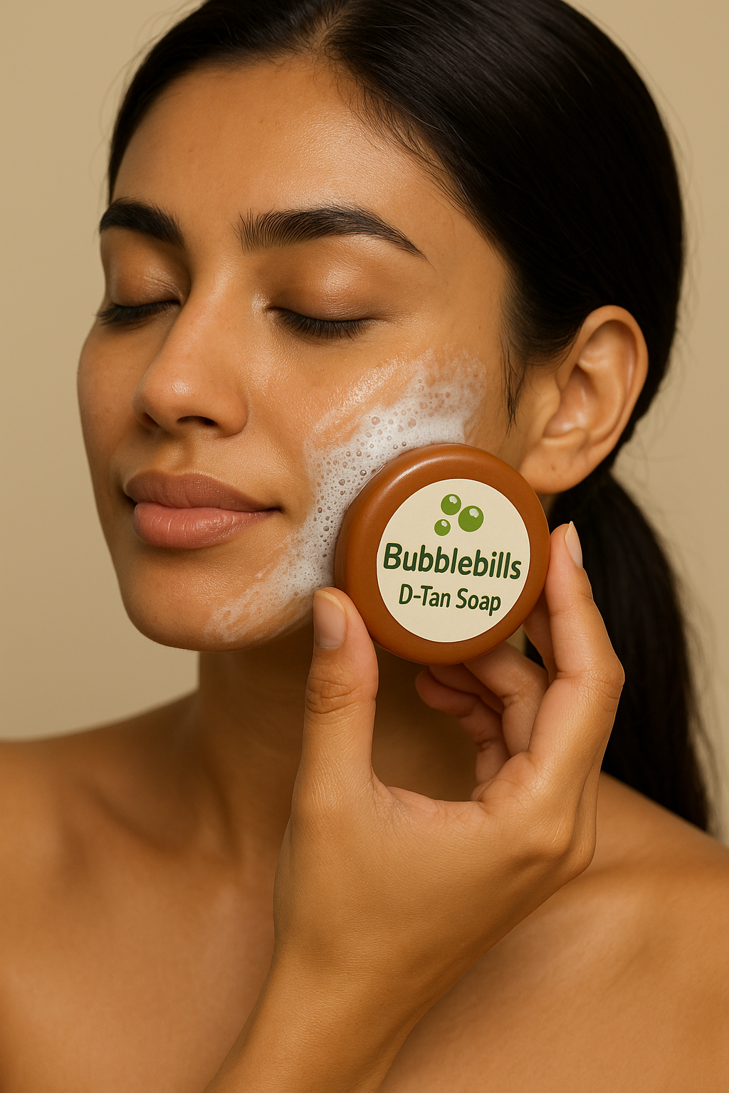 BubbleBills D-Tan Soap Bar
Removes Tan, Restores Natural Glow – 85g