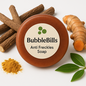 BubbleBills Anti-Freckles Soap – Herbal Brightening Bar for Clear & Even Skin Tone (85g)