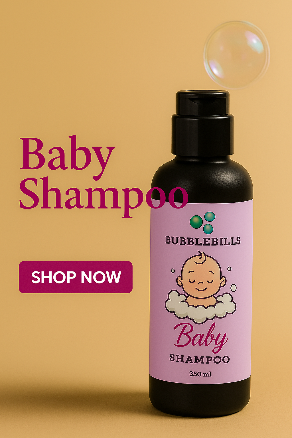BubbleBills Baby Herbal Shampoo
Boosts Hair Growth & Gently Cleanses – 350ml